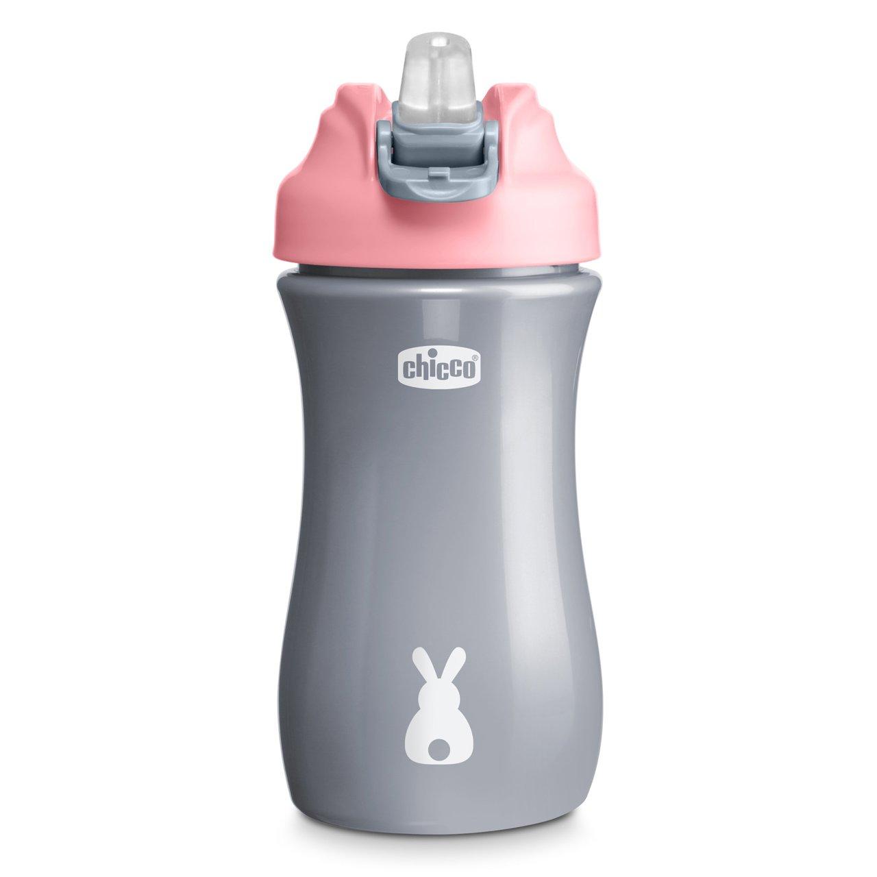Tazza Pop Up Chicco azzurra per bambini dai 2 anni in su, con beccuccio in silicone e coperchio anti-goccia, ideale per pappa e bevande in viaggio. | Chicco