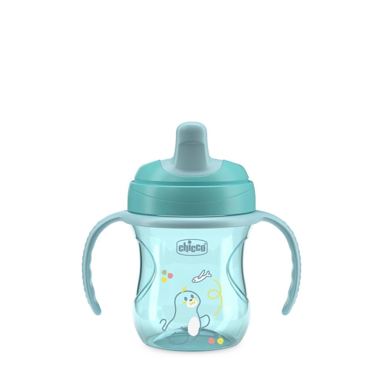 Tazza training Chicco antigoccia unisex per neonati 6 mesi+ con manici removibili e beccuccio resistente ai morsi, in colore rosa. | Chicco