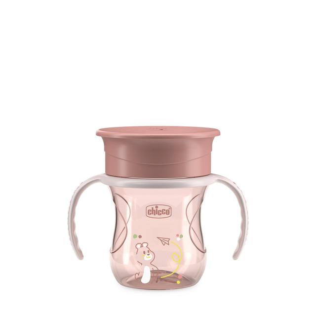 Tazza Perfect 12m+ Chicco rosa, bicchiere ergonomico unisex con manici rimovibili e membrana 360° per bambini dai 12 mesi. | Chicco