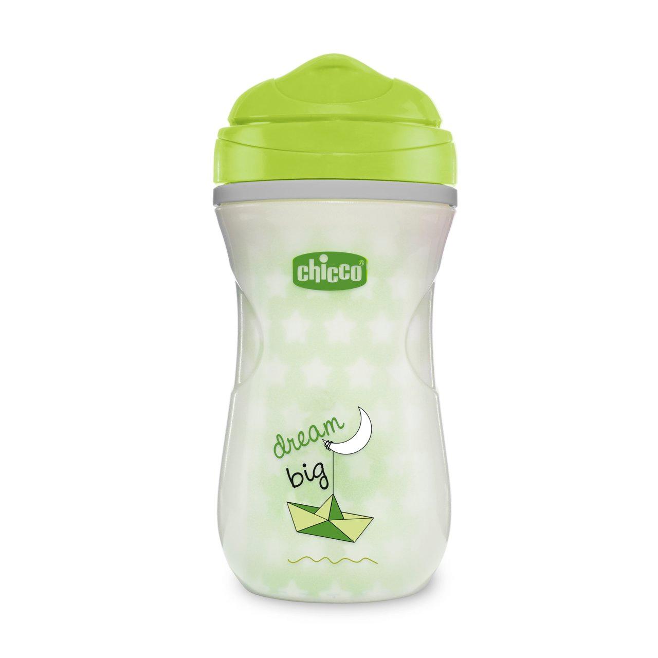 Tazza termica antigoccia Shiny Cup Chicco verde per bambini 14m+ con beccuccio resistente ai morsi e valvola Facili Sorsi. | Chicco