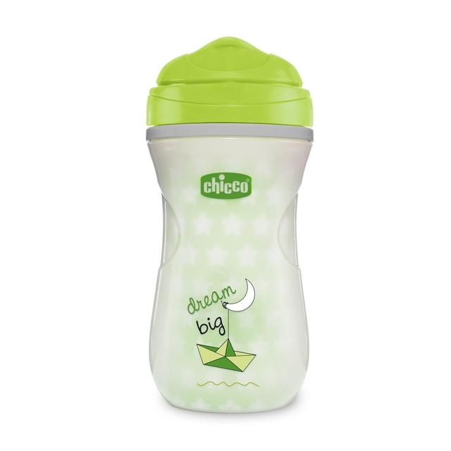 Tazza termica antigoccia Shiny Cup Chicco verde per bambini 14m+ con beccuccio resistente ai morsi e valvola Facili Sorsi. | Chicco