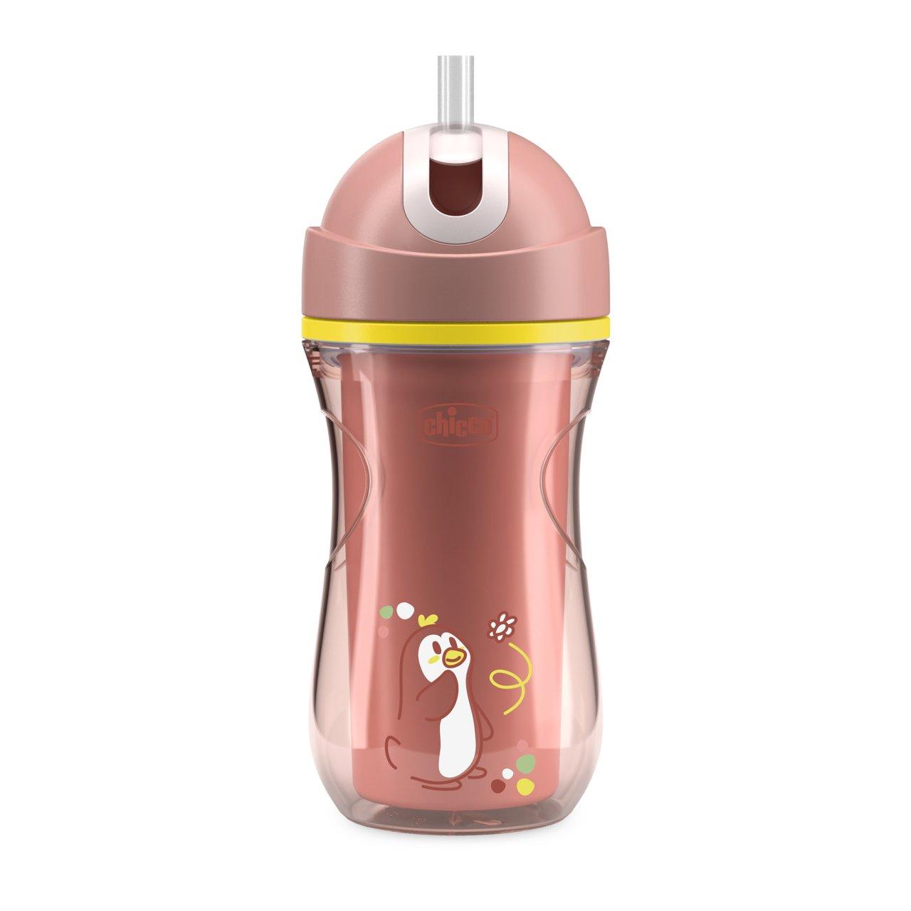 Tazza sport antigoccia Chicco azzurra per bimbi dai 14 mesi, con cannuccia in silicone e doppia parete isolante. | Chicco