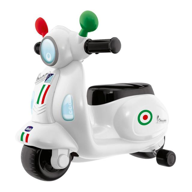Vespa Primavera Italia azzurra cavalcabile Chicco per bambini dai 12 mesi, con dettagli realistici e ruote di supporto rimovibili. | Chicco