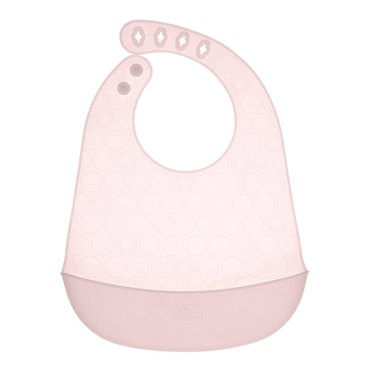 Bavaglino Easy Roll Chicco blu unisex, impermeabile e leggero, con tasca raccogli-briciole e chiusura regolabile per un comfort ottimale. | Chicco