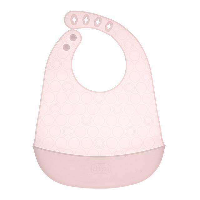 Bavaglino Easy Roll Chicco blu unisex, impermeabile e leggero, con tasca raccogli-briciole e chiusura regolabile per un comfort ottimale. | Chicco