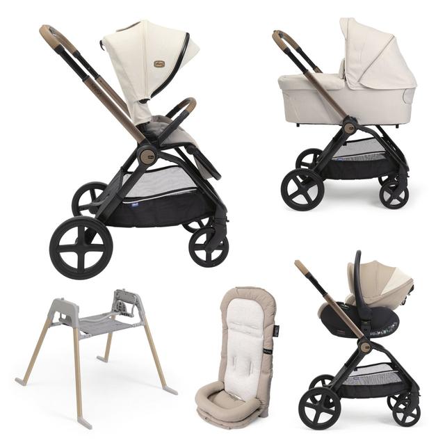 Passeggino Trio Mysa Flexi Chicco nero con seggiolino First-Seat Recline e supporto Lullaglide, ideale per bambini dalla nascita fino a 22 kg. | Chicco