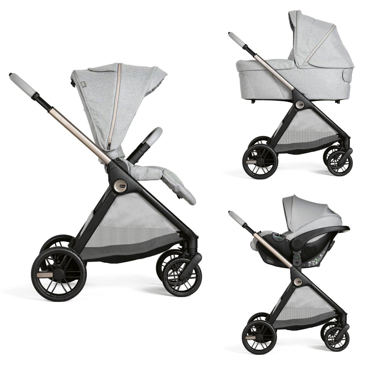 Trio Bellagio Flexi Con Kory Plus Chicco verde unisex, sistema modulare con passeggino, culla e seggiolino auto Kory Plus, ideale per ogni stagione. | Chicco