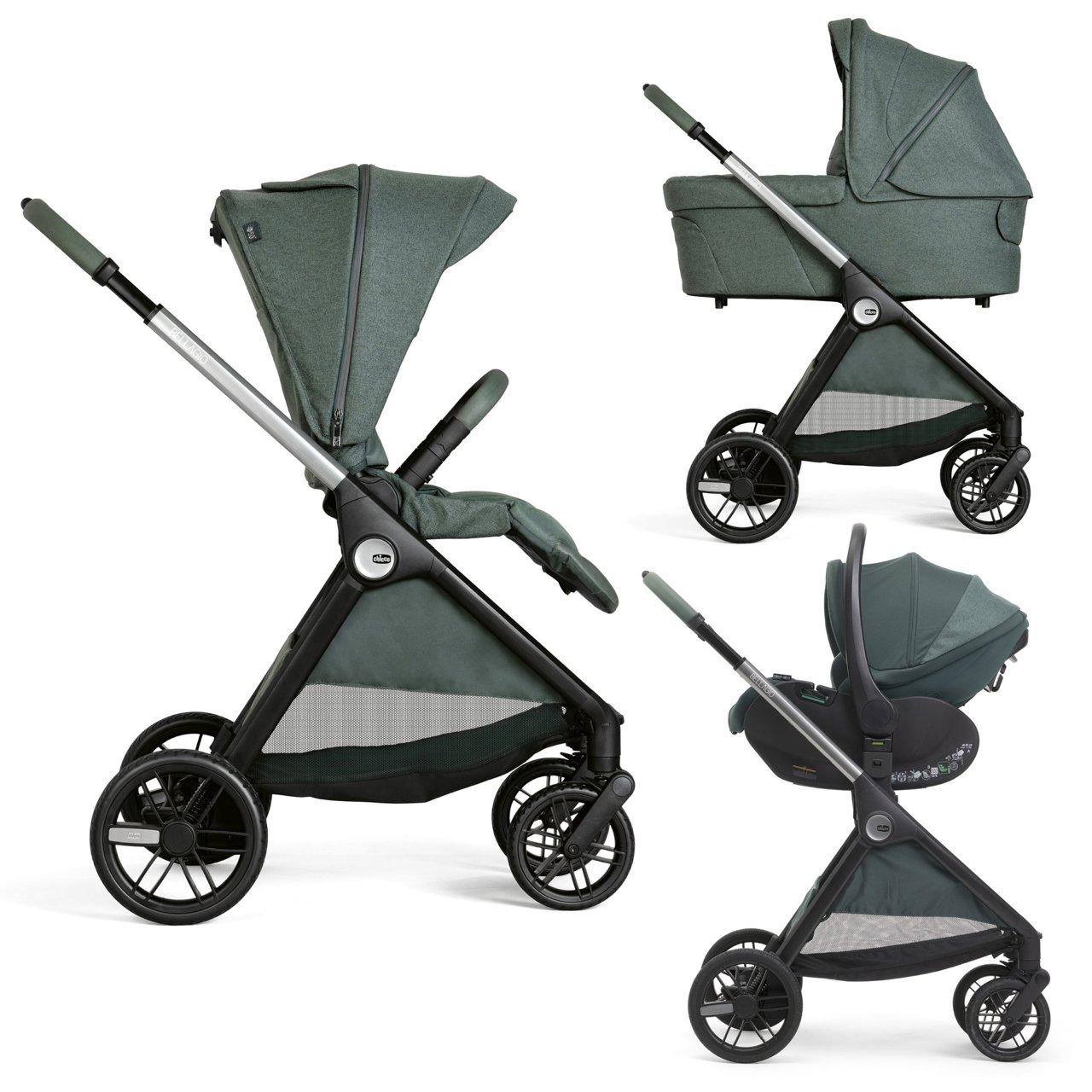 Passeggino Trio Bellagio 2 Flexi Chicco in colore [colore visibile in immagine] con ovetto First Seat Recline i-Size, ideale per ogni stagione. | Chicco