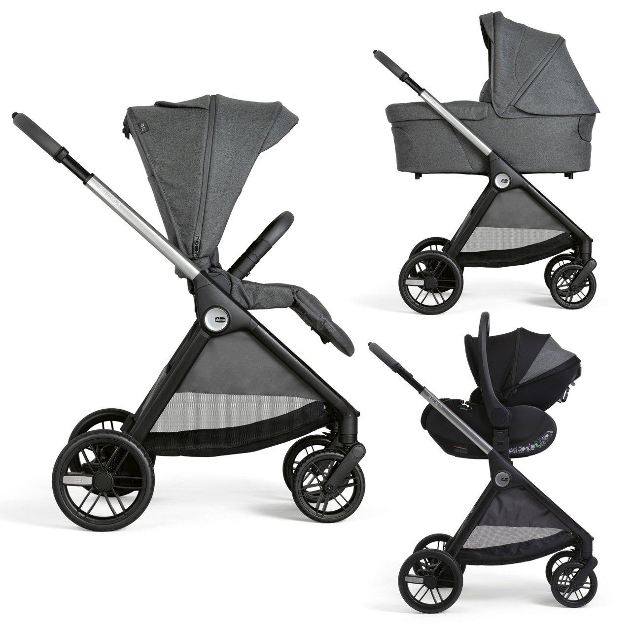 Passeggino Trio Bellagio 2 Flexi Chicco in colore [colore visibile in immagine] con ovetto First Seat Recline i-Size, ideale per ogni stagione. | Chicco