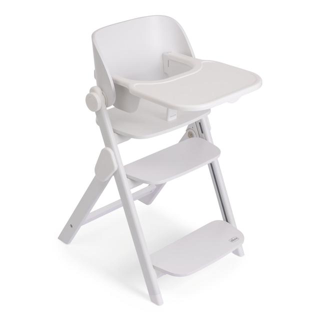 Seggiolone evolutivo Chicco Meraviglia in legno di faggio certificato FSC, bianco, con seduta regolabile e struttura pieghevole. | Chicco