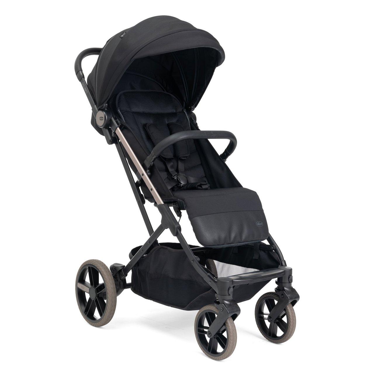 Passeggino leggero Chicco Dolomiti nero, con grandi ruote e seduta ventilata, ideale per genitori dinamici su ogni terreno. | Chicco