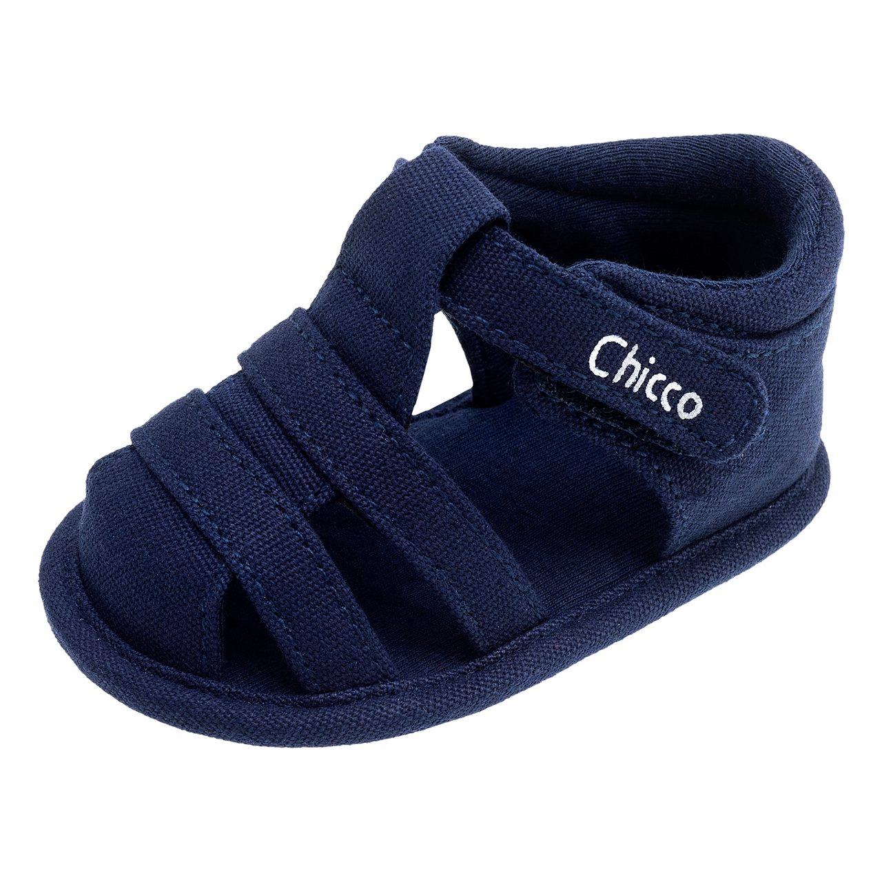 Sandalo bambino Chicco Owes blu in tessuto con punta chiusa e chiusura a strappo, ideale per primavera ed estate. | Chicco