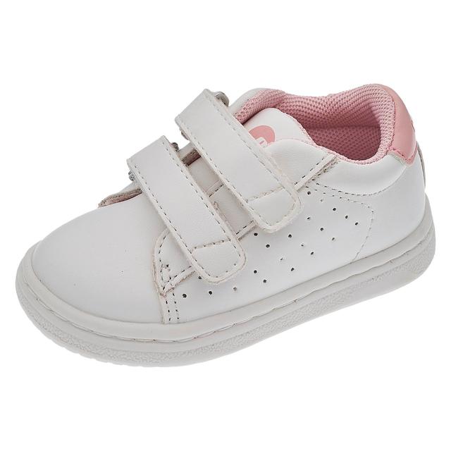 Sneakers bambina Chicco Celtic bianche con dettagli posteriori rosa, chiusura doppio strappo e suola Flex-zone per comfort e stile. | Chicco