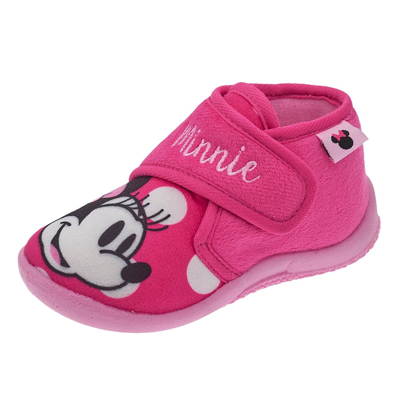 Pantofola bambina rosa Chicco con personaggio Minnie, chiusura a strappo regolabile e forma arrotondata, ideale per autunno/inverno. | Chicco