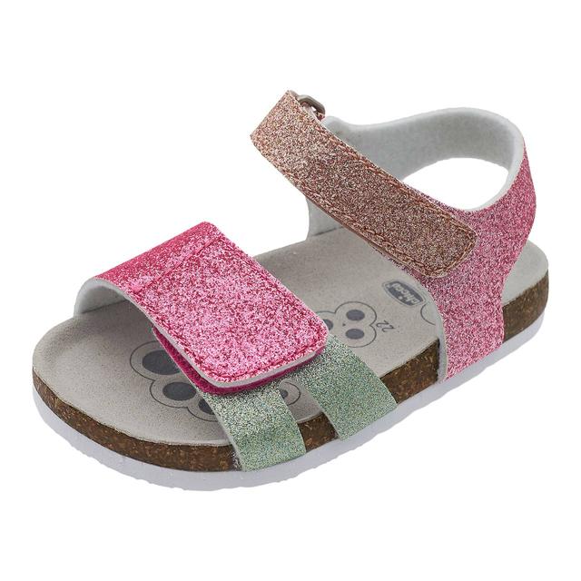 Sandalo da bambina Chicco glitterato multicolore con fiore, chiusura a doppio strappo e sottopiede Impronta Chicco. | Chicco