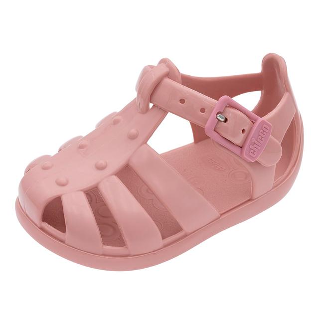 Sandalo mare da bambina Chicco rosa con punta e tallone chiusi, fibbia regolabile e sottopiede "Impronta Chicco" per il supporto plantare. | Chicco