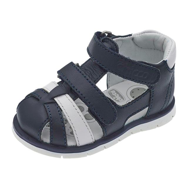 Sandalo primi passi Chicco Granzy rosa in pelle per bambina, con punta chiusa, applicazione floreale e doppio strappo regolabile Flex-zone. | Chicco