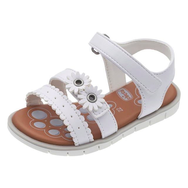 Sandalo Carmina da bambina Chicco bianco con applicazioni floreali, chiusura a doppio strappo e suola Flex-zone per il massimo comfort. | Chicco