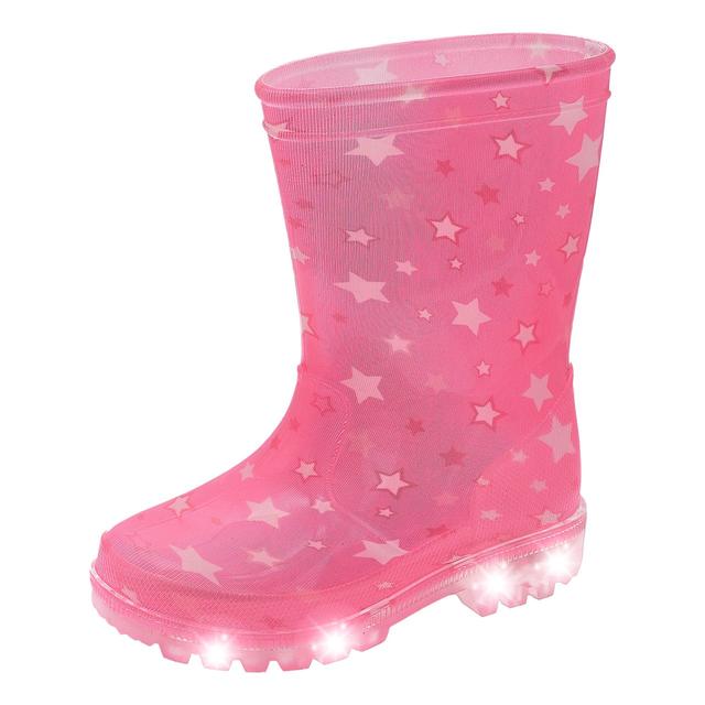 Stivale da pioggia rosa per bambina Chicco LIGHT con dettagli a stelle e suola con luci LED integrate, ideale per primavera/estate. | Chicco