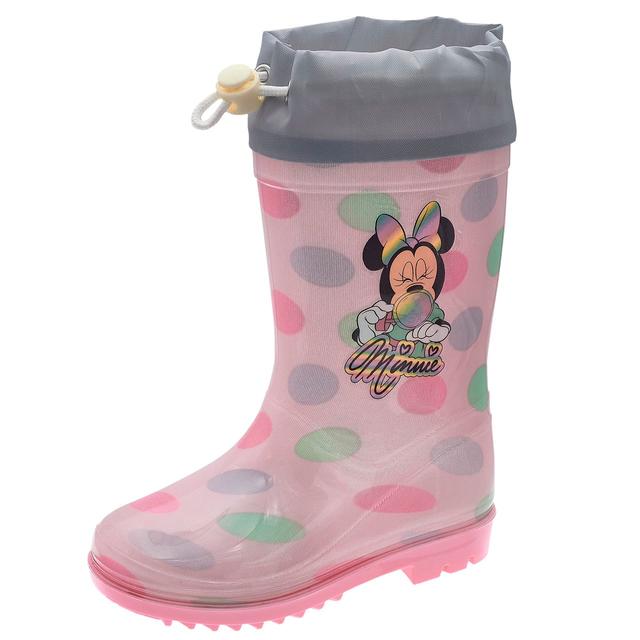 Stivale da pioggia rosa per bambina Chicco Will con stampa Minnie e pois multicolore, coulisse in tessuto tecnico. | Chicco