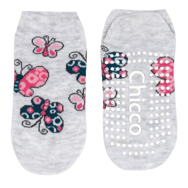 Calze antiscivolo unisex Chicco fuxia in cotone con disegno jacquard e gommatura bianca sulla suola per presa sicura. | Chicco