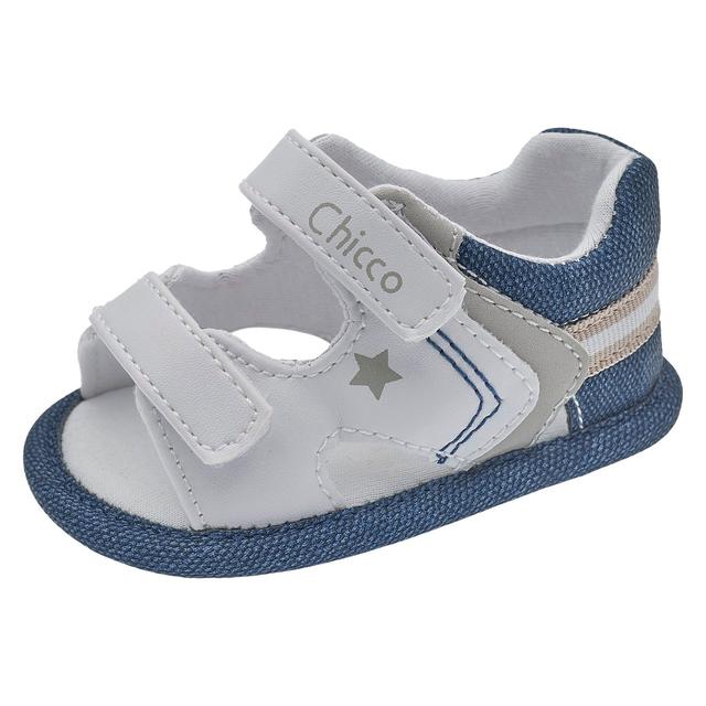Sandalo Chicco Omolo unisex bianco per bambino, con chiusura a doppio strappo regolabile e dettagli arrotondati, ideale per primavera/estate. | Chicco
