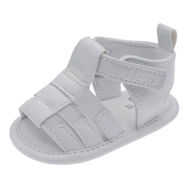 Sandalo unisex Chicco bianco a punta aperta per bambino, con chiusura a strappo regolabile e forma arrotondata, ideale per la primavera e l'estate. | Chicco
