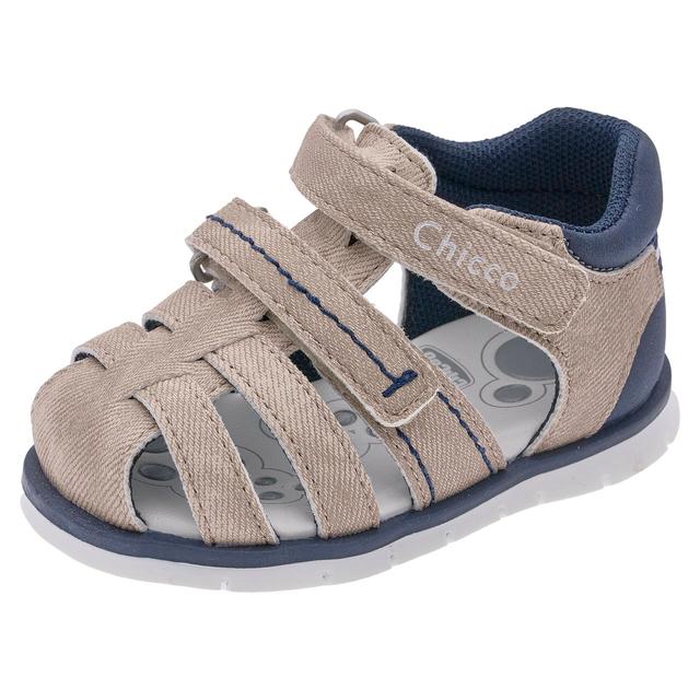 Sandalo bambino primi passi Chicco Falco beige unisex con punta chiusa, chiusura a doppio strappo Flex-zone e suola flessibile per la mobilità del piede. | Chicco