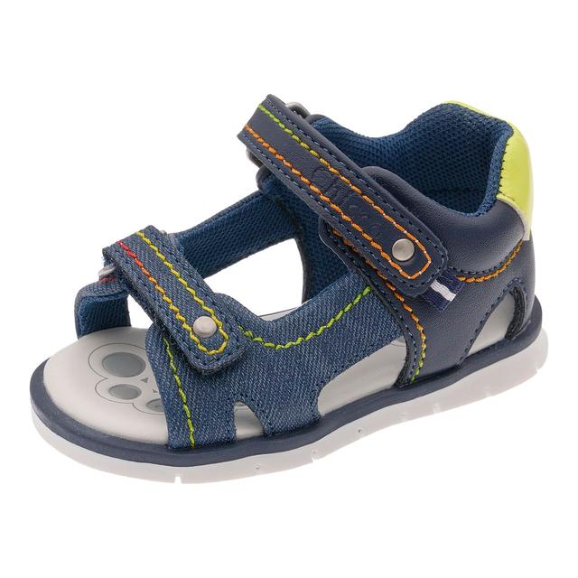 Sandalo beige unisex Chicco Figi per bambino con dettagli blu, punta aperta e doppio strappo Flex-zone. | Chicco