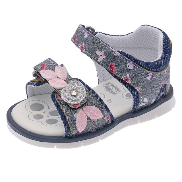 Sandalo primi passi Fogil Chicco bianco con tomaia floreale, fiori e strass, chiusura a doppio strappo e suola Flex-zone. | Chicco