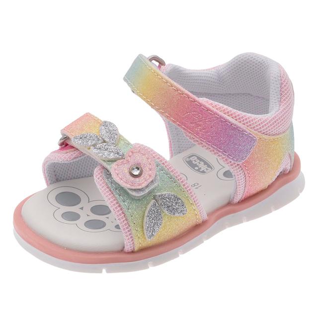 Sandalo primi passi Fogil Chicco bianco con tomaia floreale, fiori e strass, chiusura a doppio strappo e suola Flex-zone. | Chicco