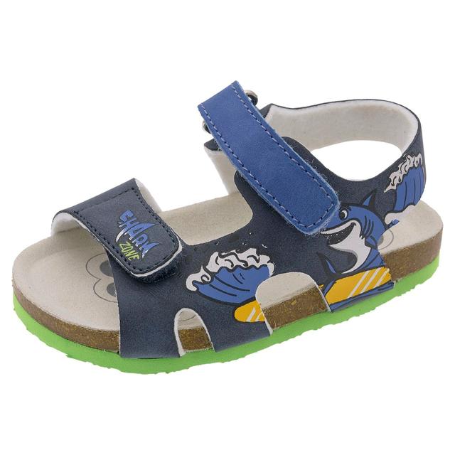 Sandalo bambino unisex Chicco Fayer blu con stampa squalo, regolabile con doppio strappo e sottopiede Impronta Chicco per il supporto plantare. | Chicco