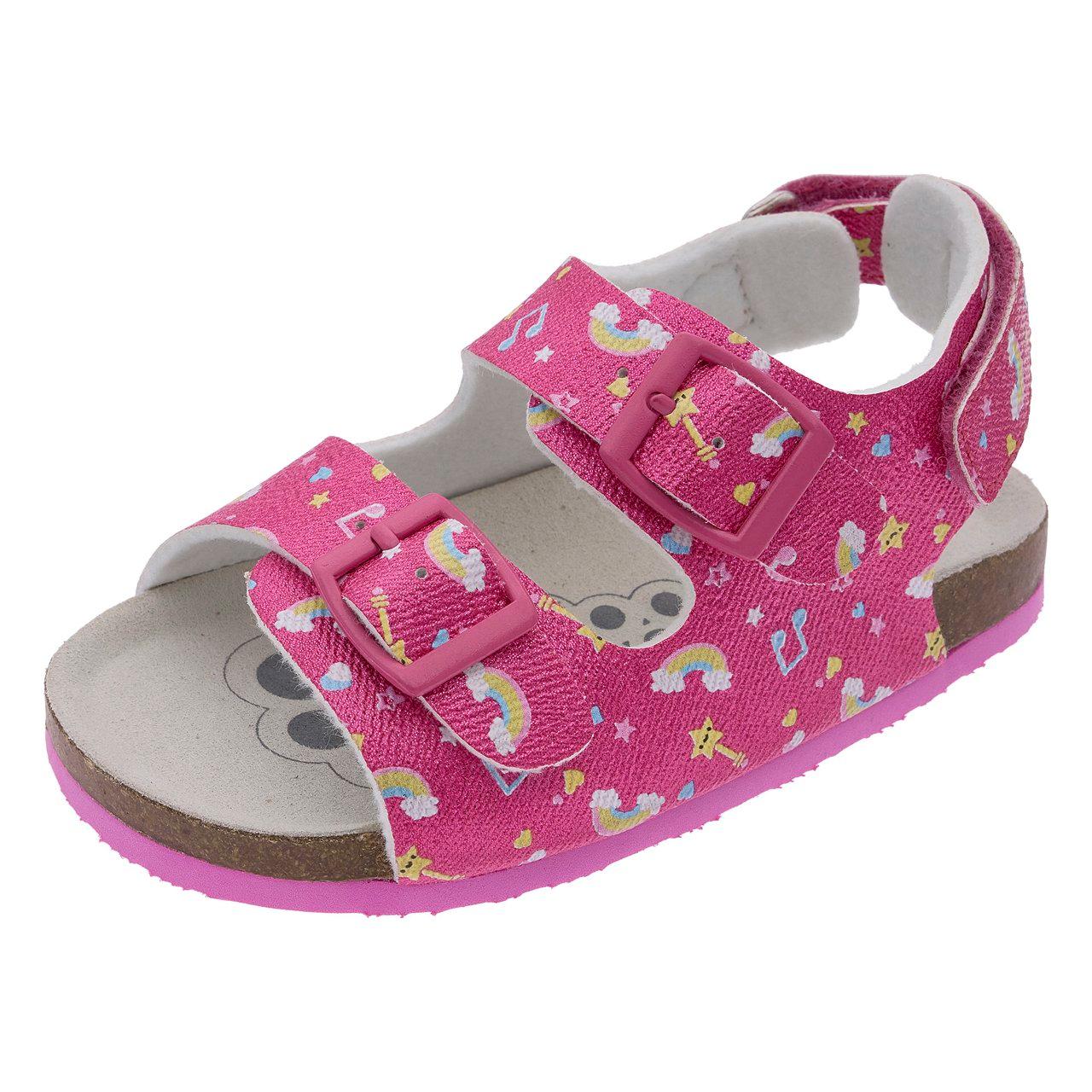 Sandalo da bambina Chicco Felisetta rosa con doppia fibbia regolabile, stampa arcobaleni e strappo posteriore, ideale per primavera/estate. | Chicco