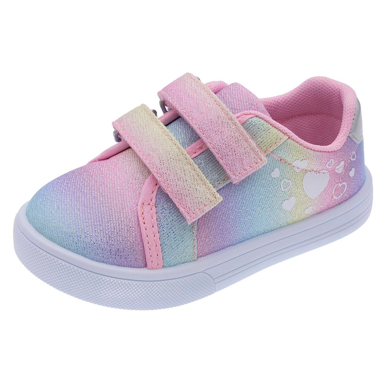 Sneakers bambina Chicco effetto denim blu con stampa floreale, chiusura a doppio strappo e suola flessibile. | Chicco