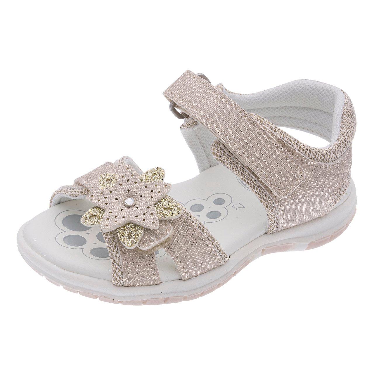 Sandalo da bambina Chicco beige con doppio strappo regolabile "Flex-zone" e suola flessibile per il supporto dell'arco plantare. | Chicco