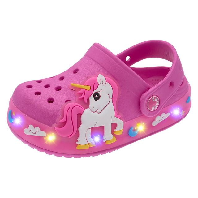 Sandalo Masai rosa per bambina Chicco con unicorno 3D e suola luminosa a LED con stelle e nuvole. | Chicco