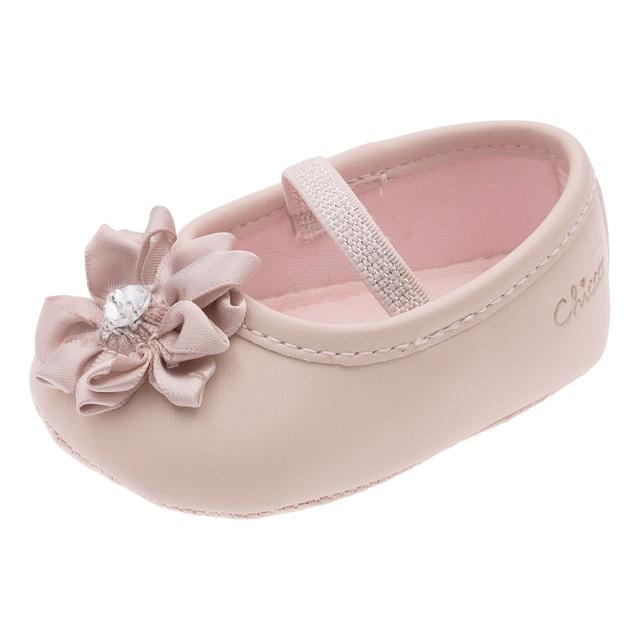 Ballerina rosa Chicco Nimby per bambina con fiore in raso e strass, elastico regolabile e forma arrotondata, ideale per primavera/estate. | Chicco
