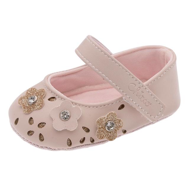 Ballerina gialla Chicco per bambina con dettagli floreali e strass, chiusura a strappo regolabile e forma arrotondata per il massimo comfort. | Chicco