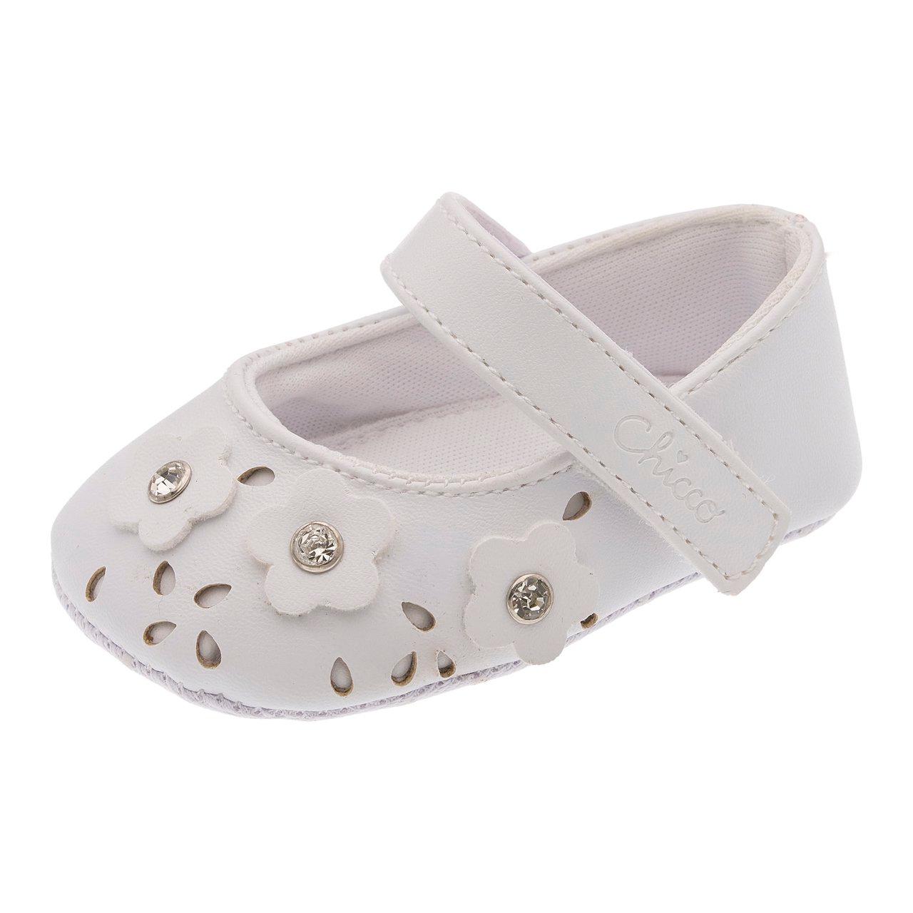 Ballerina gialla Chicco per bambina con dettagli floreali e strass, chiusura a strappo regolabile e forma arrotondata per il massimo comfort. | Chicco