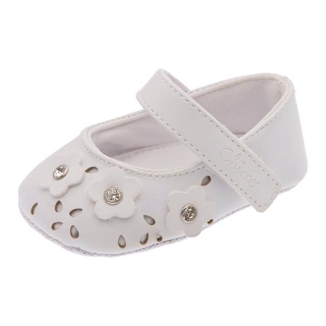 Ballerina gialla Chicco per bambina con dettagli floreali e strass, chiusura a strappo regolabile e forma arrotondata per il massimo comfort. | Chicco