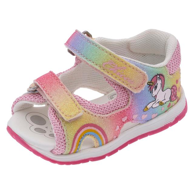 Sandalo bambina Giocondo Chicco blu con stampa dinosauro, punta aperta e doppio strappo regolabile, ideale per la primavera/estate. | Chicco