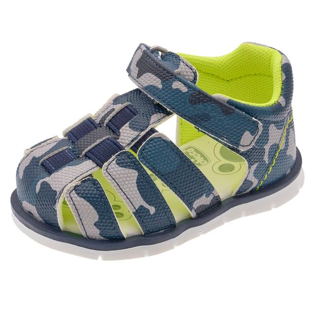 Sandalo bambino primi passi Chicco Flake blu effetto jeans, punta chiusa, chiusura a strappo e suola flessibile per l'estate. | Chicco