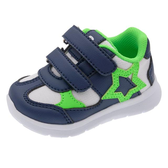 Sneakers primi passi unisex Glost Chicco bianche con dettagli verde fluo, suola flessibile con doppio strappo e sottopiede "Impronta Chicco". | Chicco