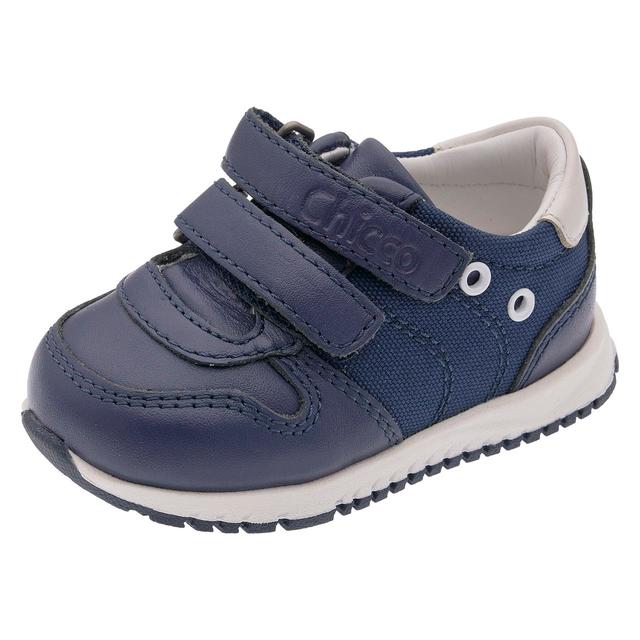 Sneakers primi passi unisex Chicco Gufet bianche in pelle con dettagli tecnici, chiusura a doppio strappo e suola Flex-zone per la massima mobilità. | Chicco