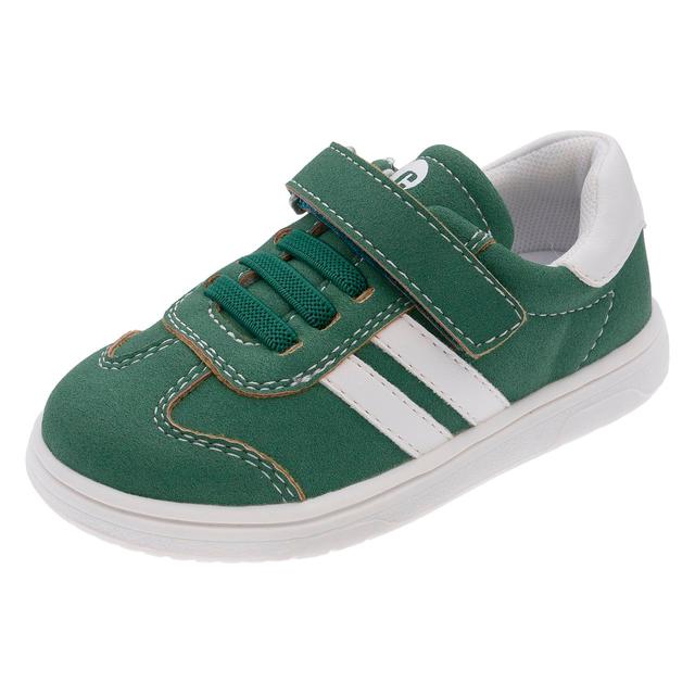 Sneakers unisex verdi in pelle scamosciata Chicco, modello Copper, con bande laterali, chiusura a strappo e lacci elastici, suola Flex-zone e sottopiede Impronta Chicco. | Chicco