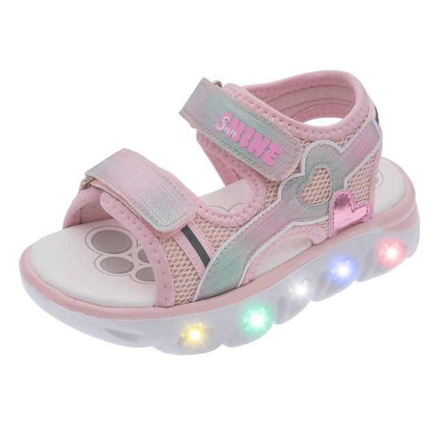 Sandalo da bambina Chicco Clelia argento con luci LED multicolore integrate, decorazione a cuore e doppio strappo regolabile. | Chicco