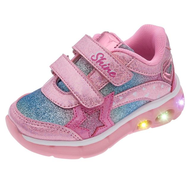 Sneakers bambina Chicco crema con inserti glitter multicolor e stella LED luminosa sulla suola flessibile. | Chicco