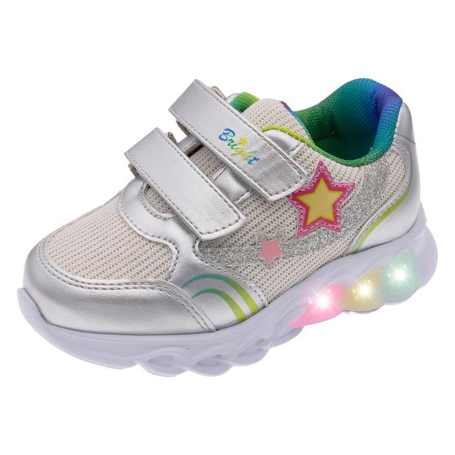 Sneakers da bambina Circe Chicco Light con inserto argentato e stella LED multicolore, suola bicolore leggera e resistente all'acqua. | Chicco