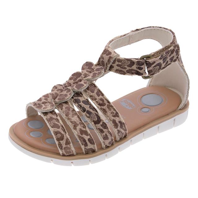 Sandalo da bambina Chicco Copea beige con stampa animalier, chiusura a strappo Flex-zone e suola flessibile per il movimento naturale. | Chicco