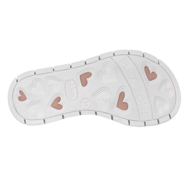 Sandalo da bambina Chicco Cambria rosa in pelle con decorazione floreale e chiusura a doppio strappo, suola Flex-zone e sottopiede Impronta Chicco. | Chicco